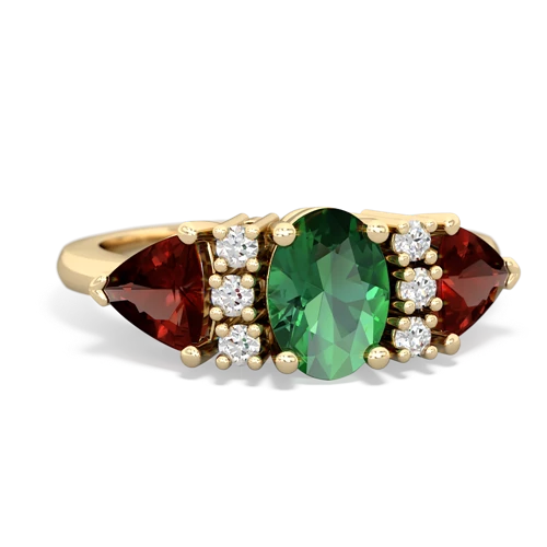 lab emerald-garnet timeless ring