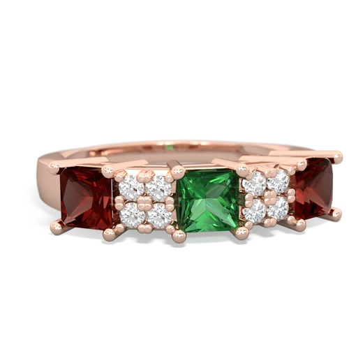 Lab Emerald Lab Created Emerald with Genuine Garnet and Genuine White Topaz Three Stone ring Ring
