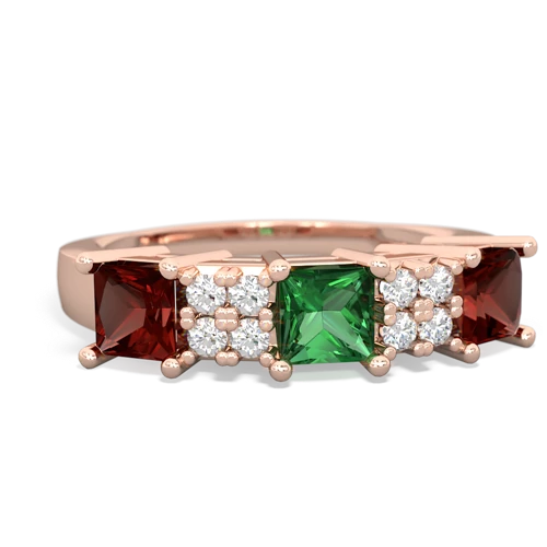 Lab Emerald Lab Created Emerald with Genuine Garnet and Genuine Emerald Three Stone ring Ring