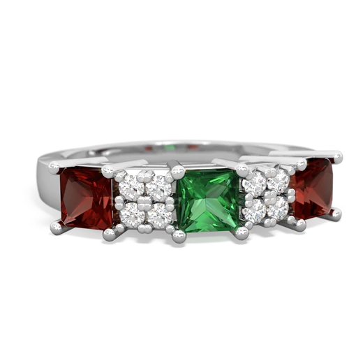 Lab Emerald Lab Created Emerald with Genuine Garnet and  Three Stone ring Ring