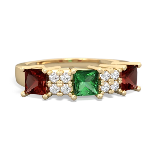 Lab Emerald Lab Created Emerald with Genuine Garnet and  Three Stone ring Ring