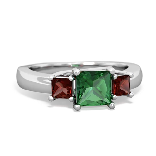 lab emerald-garnet timeless ring