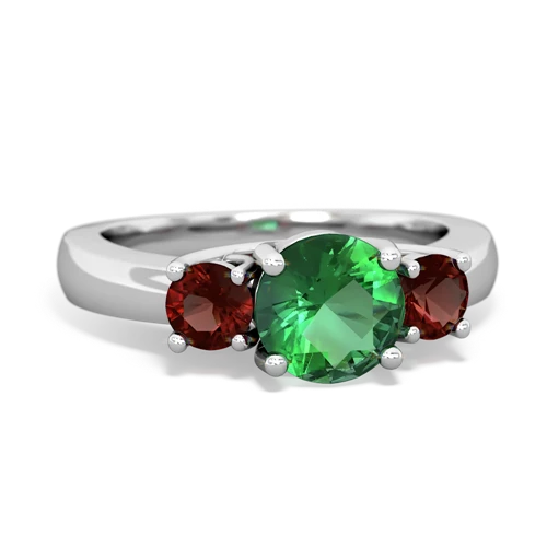 lab emerald-garnet timeless ring