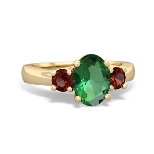 Lab Emerald Lab Created Emerald with Genuine Garnet Three Stone Trellis ring Ring