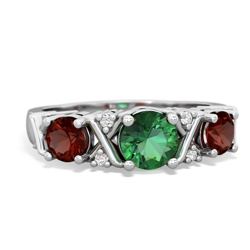 Lab Emerald Lab Created Emerald with Genuine Garnet and  Hugs and Kisses ring Ring