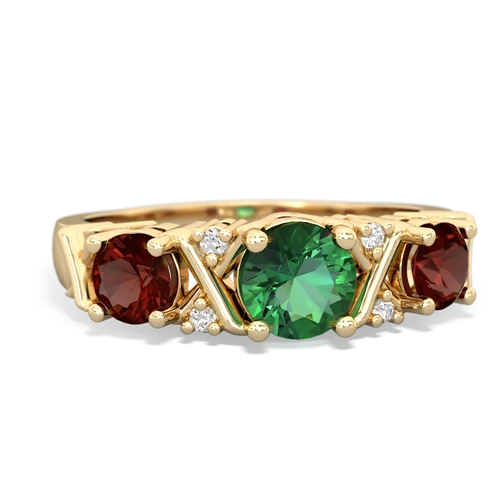 Lab Emerald Lab Created Emerald with Genuine Garnet and Lab Created Emerald Hugs and Kisses ring Ring