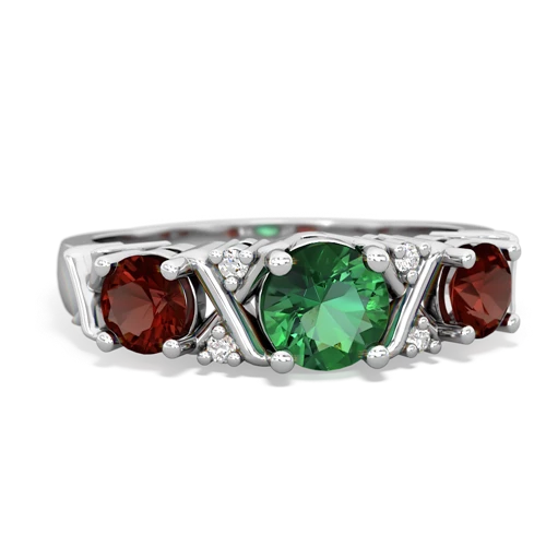 lab emerald-garnet timeless ring