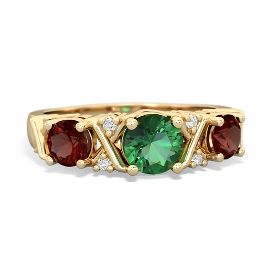 lab emerald-garnet timeless ring