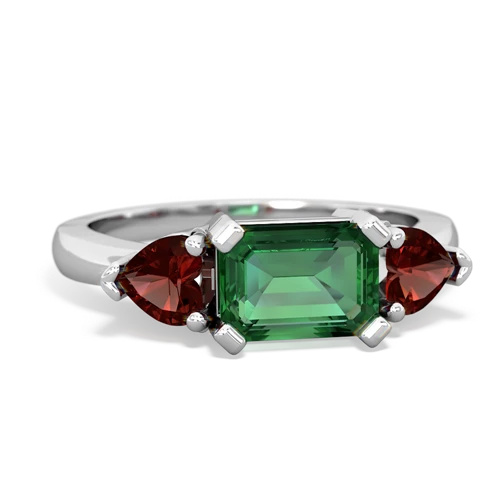 Lab Emerald Lab Created Emerald with Genuine Garnet and  Three Stone ring Ring
