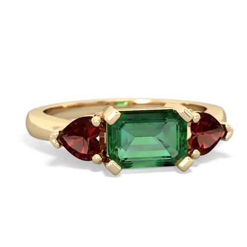 lab emerald-garnet timeless ring