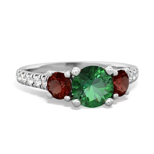 Lab Emerald Lab Created Emerald with Genuine Garnet and  Pave Trellis ring Ring