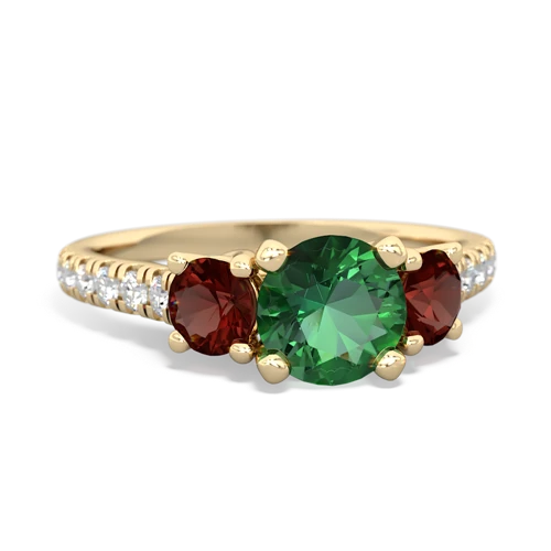 Lab Emerald Lab Created Emerald with Genuine Garnet and  Pave Trellis ring Ring