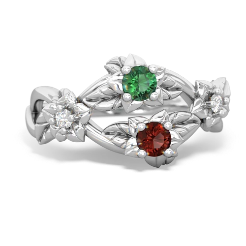 Lab Emerald Lab Created Emerald with Genuine Garnet Sparkling Bouquet ring Ring