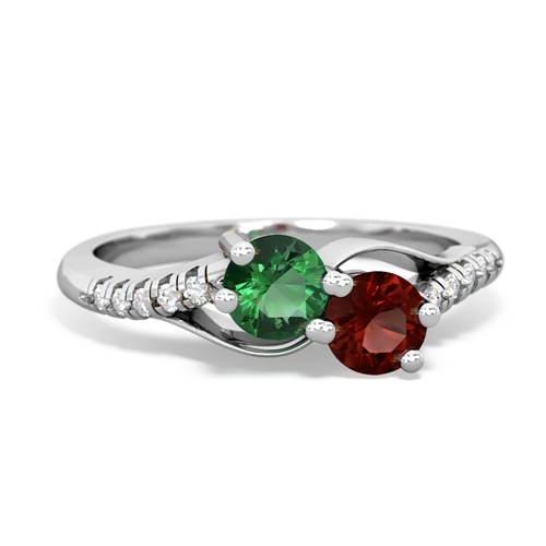 Lab Emerald Lab Created Emerald with Genuine Garnet Two Stone Infinity ring Ring