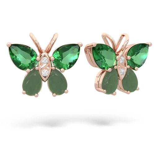 lab emerald-jade butterfly earrings