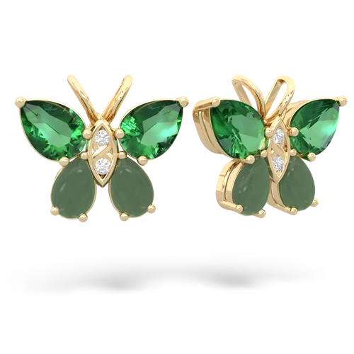 lab emerald-jade butterfly earrings