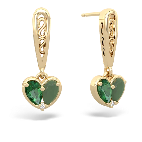 lab emerald-jade filligree earrings