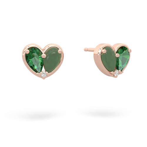 lab emerald-jade one heart earrings