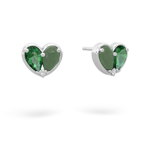 lab emerald-jade one heart earrings