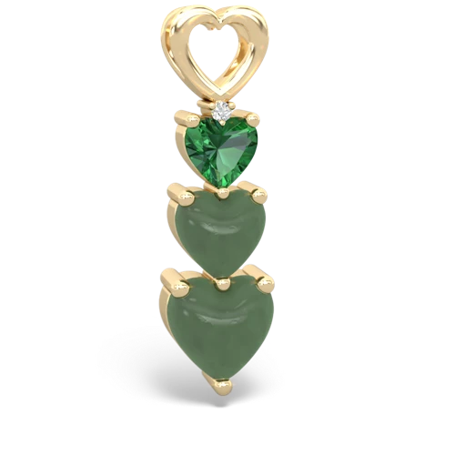 lab emerald-jade three stone pendant