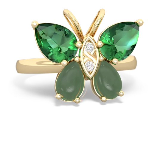lab emerald-jade butterfly ring