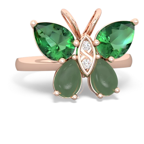 lab emerald-jade butterfly ring