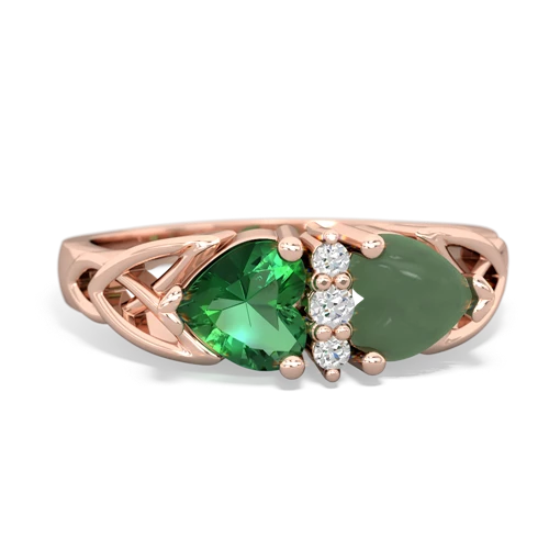 lab emerald-jade celtic ring