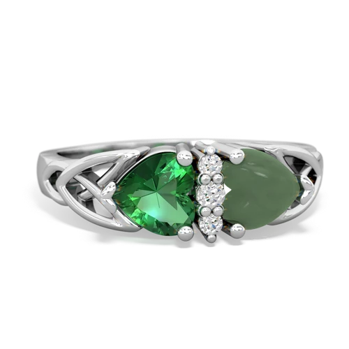 lab emerald-jade celtic ring