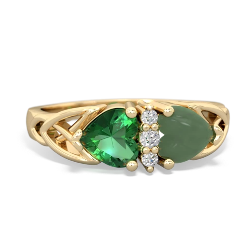 lab emerald-jade celtic ring