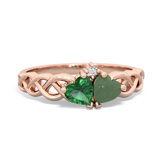 lab emerald-jade celtic braid ring