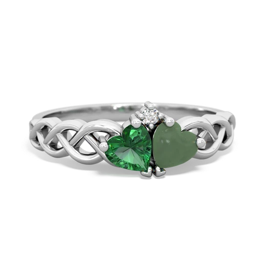 lab emerald-jade celtic braid ring