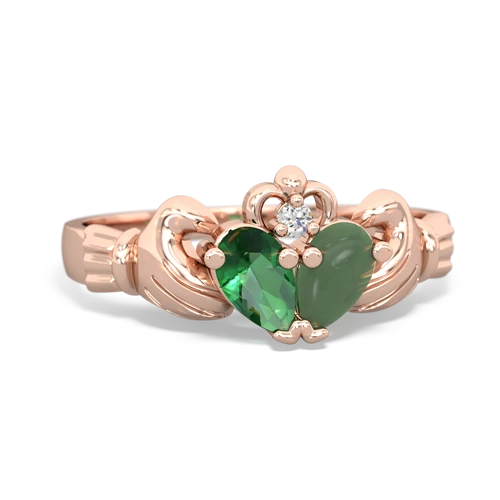 lab emerald-jade claddagh ring