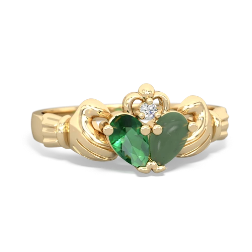 lab emerald-jade claddagh ring