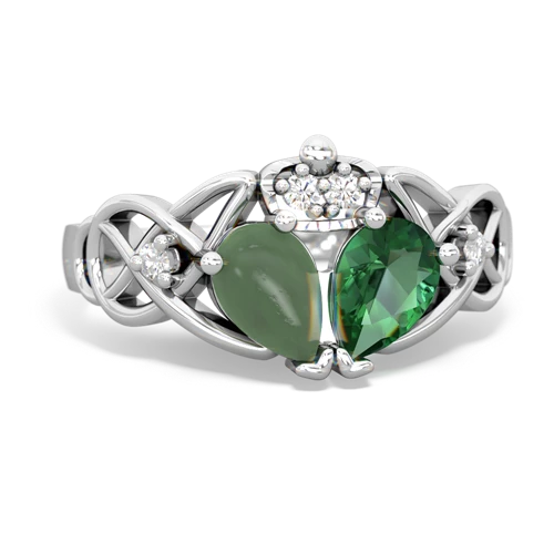 lab emerald-jade claddagh ring