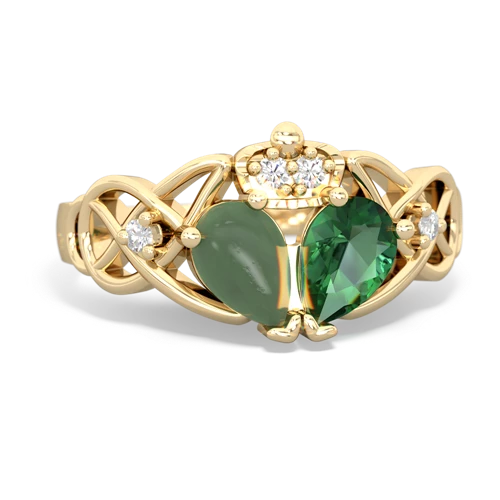 lab emerald-jade claddagh ring