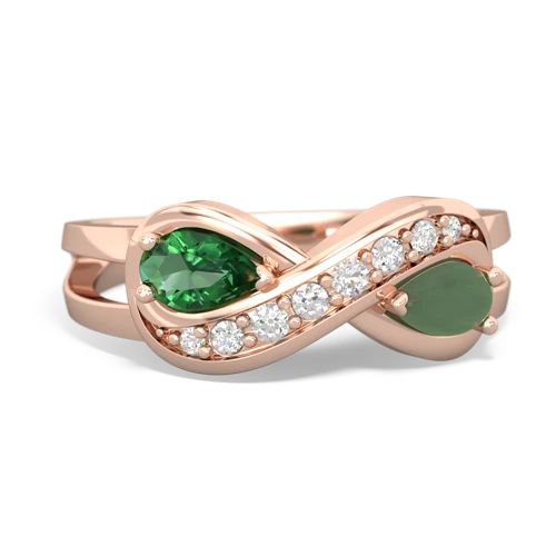 lab emerald-jade diamond infinity ring