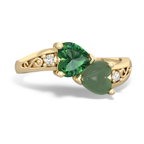 lab emerald-jade filligree ring