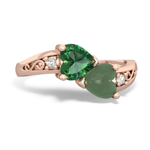 lab emerald-jade filligree ring