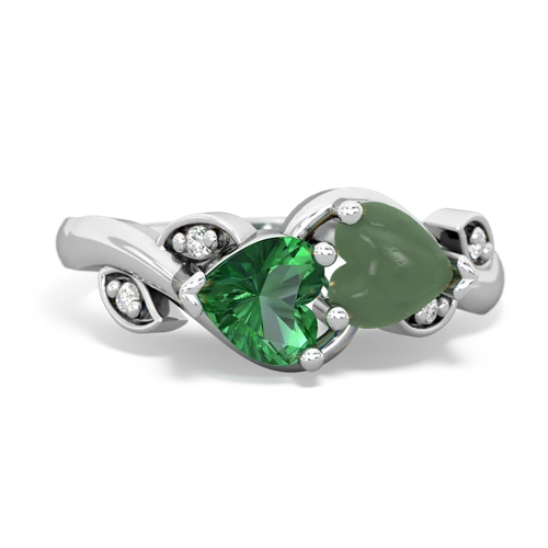 lab emerald-jade floral keepsake ring