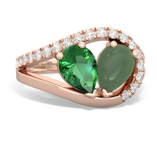 lab emerald-jade pave heart ring