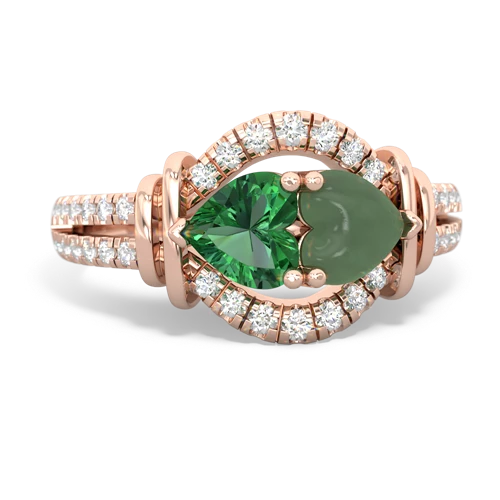 lab emerald-jade pave keepsake ring