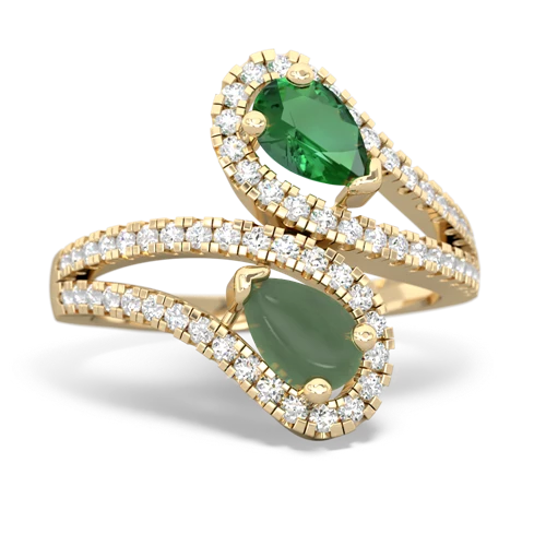 lab emerald-jade pave swirls ring
