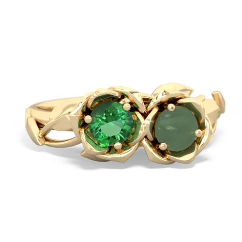 lab emerald-jade roses ring