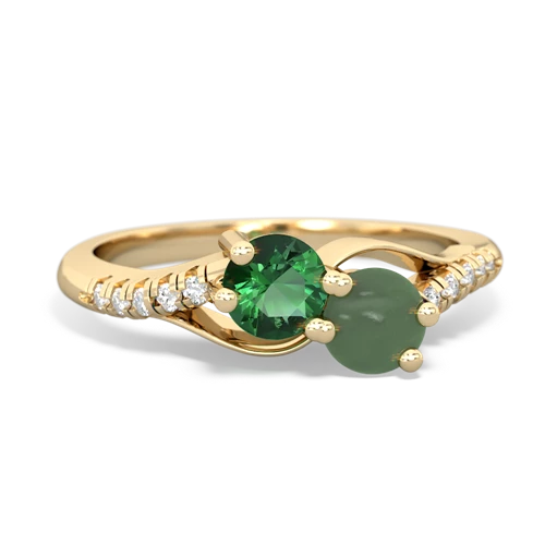 lab emerald-jade two stone infinity ring