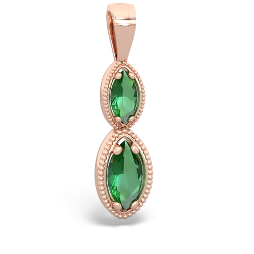 Lab Emerald Lab Created Emerald with Lab Created Emerald Antique-style Halo pendant Pendant