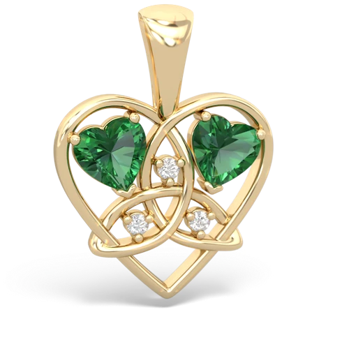Lab Emerald Lab Created Emerald with Lab Created Emerald Celtic Trinity Heart pendant Pendant