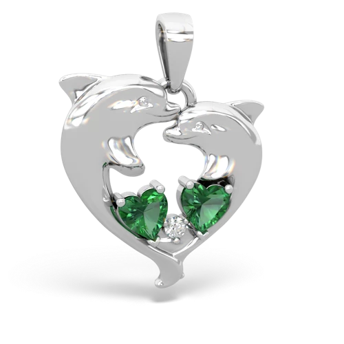 lab emerald-lab emerald dolphins pendant