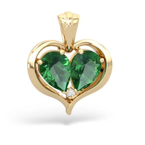 lab emerald-lab emerald half heart whole pendant