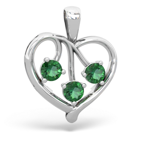 Lab Emerald Lab Created Emerald with Lab Created Emerald and Genuine Fire Opal Glowing Heart pendant Pendant