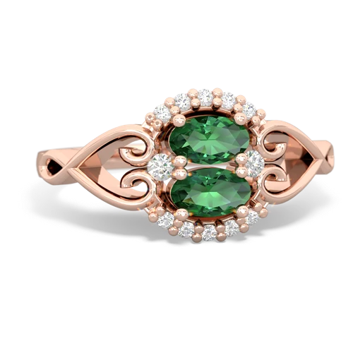 Lab Emerald Lab Created Emerald with Lab Created Emerald Love Nest ring Ring